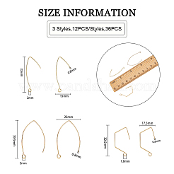 36 шт. 3 латунных крючка для сережек&nbsp;KK-FH0004-81