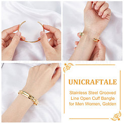 Браслет-манжета из нержавеющей стали 304 с рифленой линией для мужчин и женщин STAS-UN0043-40