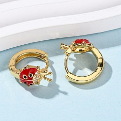 Латунные серьги-кольца из прозрачного кубического циркония&nbsp;EJEW-D328-07G