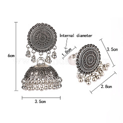 Комплект из плоских круглых и колокольчатых сережек-гвоздиков и колец в этническом стиле из сплава FS-WG67497-01