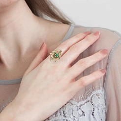 Регулируемые кольца с зеленым кубическим цирконием от сглаза JR925A