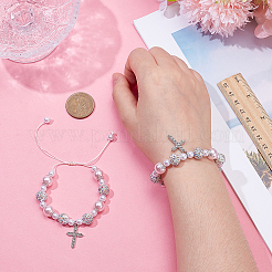 Браслеты с подвесками в виде креста из сплава со стразами&nbsp;BJEW-WH0016-100