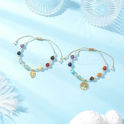 2 шт. браслеты с подвесками Chakra 304 из нержавеющей стали BJEW-JB12564-01