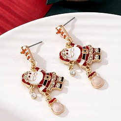 Серьги-гвоздики с подвесками в виде Санта-Клауса из эмалевого сплава FS-WGFB69C-01