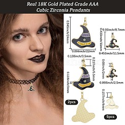 7 шт. 2 стиля подвески на стойку для Хэллоуина с покрытием из латуни и эмалью KK-BBC0020-55