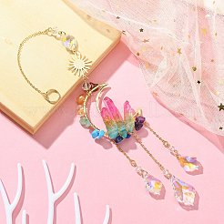 Подвески из латуни и драгоценных камней «Луна/Солнце» HJEW-JM01266