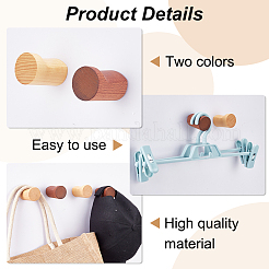 6 комплект вешалок-крючков из дерева 2 цветов AJEW-GA0006-46