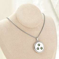 316 хирургическая нержавеющая сталь ароматерапевтический диффузор духи полые плоские круглые подвески коробка цепи ожерелья&nbsp;NJEW-R016-01P-05