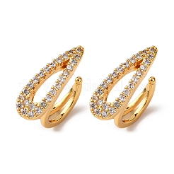 Серьги-капли из латуни с микропаве из прозрачных кубических цирконий&nbsp;EJEW-F384-21G