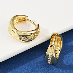 Серьги-кольца из латуни с микропаве из кубического циркония для женщин EJEW-L299-06G