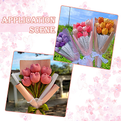 9шт 3-х цветный полиэстер с железной проволокой искусственный цветок тюльпана&nbsp;AJEW-SC0031-42A