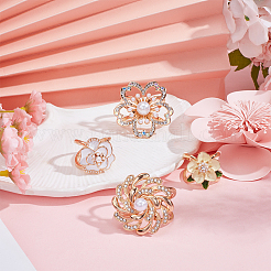 4 шт. 4 стиля цветок цинковый сплав кольцо зажим для шарфа&nbsp;AJEW-DR0002-32