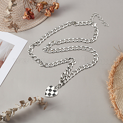 4 шт. 2 цвета сплава эмаль клетчатый кулон сердце железные ожерелья NJEW-HY0001-32