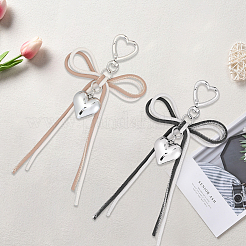 2 шт. 2-цветный сплав сердца и искусственная кожа бант подвеска украшения&nbsp;FIND-GF0008-39