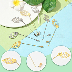 60 шт. 2 стиля булавки для галстука из нержавеющей стали в форме листа для женщин JEWB-SC0001-75D