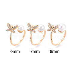 Оправы для колец-манжет из латуни с микропаве из прозрачного кубического циркония KK-T076-31G