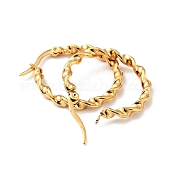 Серьги-кольца из нержавеющей стали 201 с вакуумным покрытием PVD и штифтами из нержавеющей стали 304 для женщин&nbsp;LS-EJEW-D279-02G-01