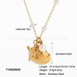 Женские ожерелья с подвесками в форме морской звезды из нержавеющей стали и искусственного жемчуга&nbsp;FX1473-2