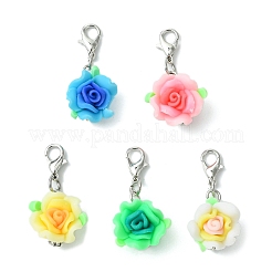 Подвеска-роза из полимерной глины ручной работы HJEW-JM02944