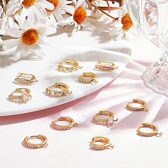 12 шт. 6 стиля латунных сережек-колец с микропаве из прозрачного кубического циркония ZIRC-AR0001-29