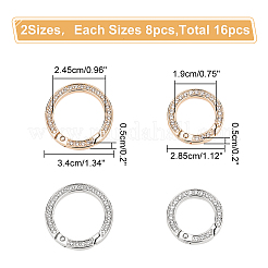 16 шт. 4 стиля сплава кристалл горный хрусталь пружинные затворные кольца RB-WR0001-01