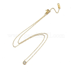 Плоские круглые ожерелья с подвесками из стразов NJEW-G128-02G