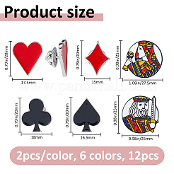 12 шт. 6 стиля игральных карт знак эмалированный значок&nbsp;JEWB-FH0002-59