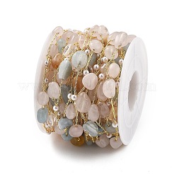 Цепи из натурального морганита и стекла CHC-K014-12G-01