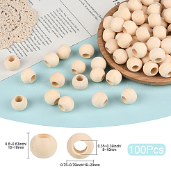 Натуральные незаконченные деревянные бусины WOOD-PA0001-16B