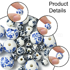 30шт 3 стиля фарфоровые бусины ручной работы с принтом PORC-FS0001-05