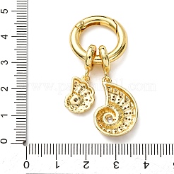 Подвесные украшения с морскими животными из латуни с прозрачными кубическими цирконами KK-C119-10A-G