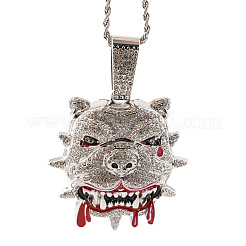 Ожерелья с подвесками из цинкового сплава с красной эмалью и кристаллами горного хрусталя FS-WG5C824-02