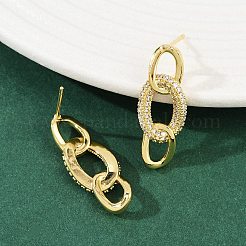 Серьги-гвоздики из латуни с микропаве из кубического циркония для женщин&nbsp;EJEW-K312-02G