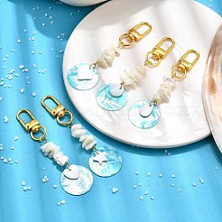 Плоские круглые украшения из ракушек capiz с цветным покрытием ab HJEW-JM03071