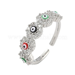 Манжеты из латуни с микро паве кубический цирконий для женщин&nbsp;RJEW-D322-08P