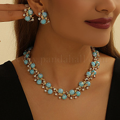 Комплекты из круглых бусин и серег-гвоздиков из сплава FS-WGD3AFB-01