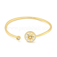 Браслеты с открытыми манжетами из латуни и прозрачным фианитом&nbsp;BJEW-B110-03G-01