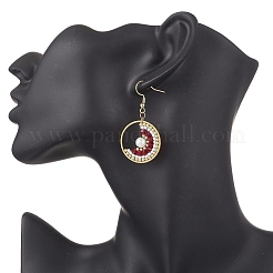 3 пара сережек-подвесок из стеклянных бусин в форме луны EJEW-MZ00598