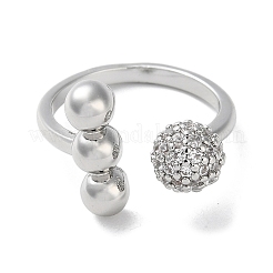 Круглые латунные открытые манжеты со стразами для женщин RJEW-P112-02B-P