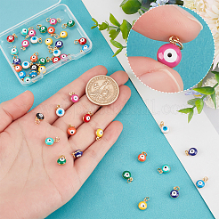 50шт 10 цвета латунные эмалевые подвески KK-BBC0003-66