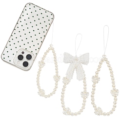 Ремни для мобильных устройств из АБС-пластика с круглыми и бантовыми бусинами&nbsp;HJEW-YW00314-01