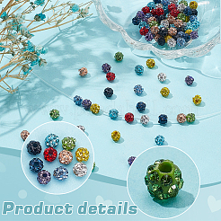 Бусины из глины с одноцветными стразами RB-WH0005-013A