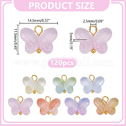 120 шт. бабочка градиент цвета краска для выпечки прозрачные стеклянные подвески PALLOY-HY00098