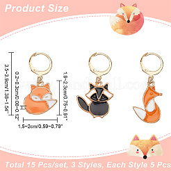 Брелки из сплава эмали в виде лисы с замком маркеры петель AJEW-PH01459