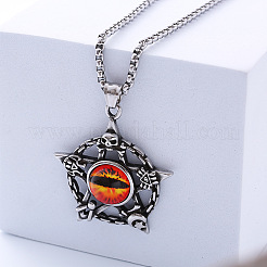 Винтажное панк-ожерелье с подвеской в виде гексаграммы из нержавеющей стали 304 с изображением сглаза QO6667