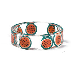 Кольцо на палец из прозрачной смолы с фруктами для женщин RJEW-T022-030