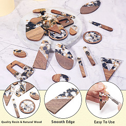 20шт 10 стиля подвески из непрозрачной смолы и орехового дерева&nbsp;RESI-TA0003-69