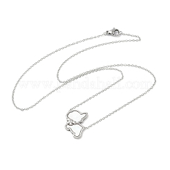 Милые ожерелья с подвеской в форме кошки из нержавеющей стали 304 с натуральным белым ракушечным узором для женщин&nbsp;NJEW-M101-01P