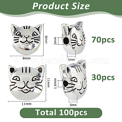 100шт 2 стиля бусины из сплава в тибетском стиле&nbsp;FIND-HS0002-11