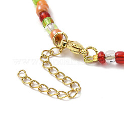 Ожерелье с кулоном из акриловой эмали с фруктами и цепочками из стеклянных семян для женщин&nbsp;NJEW-JN04293